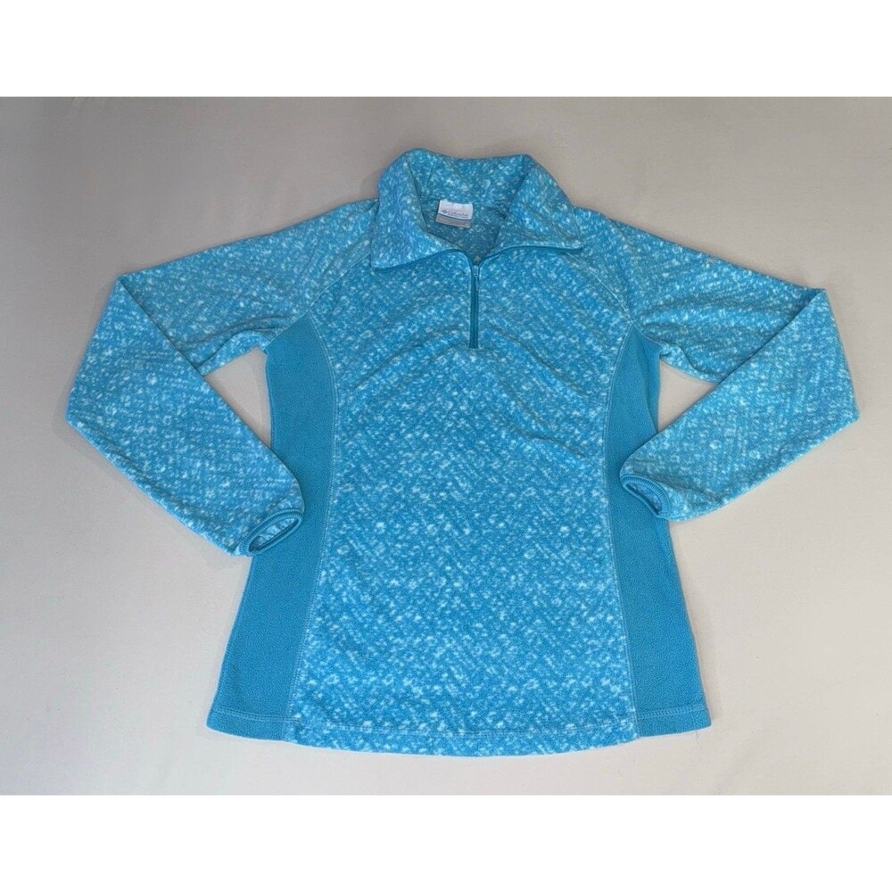 Columbia Teal Blue Patterned 1/4 Zip Fleece Pullover Jacket Small